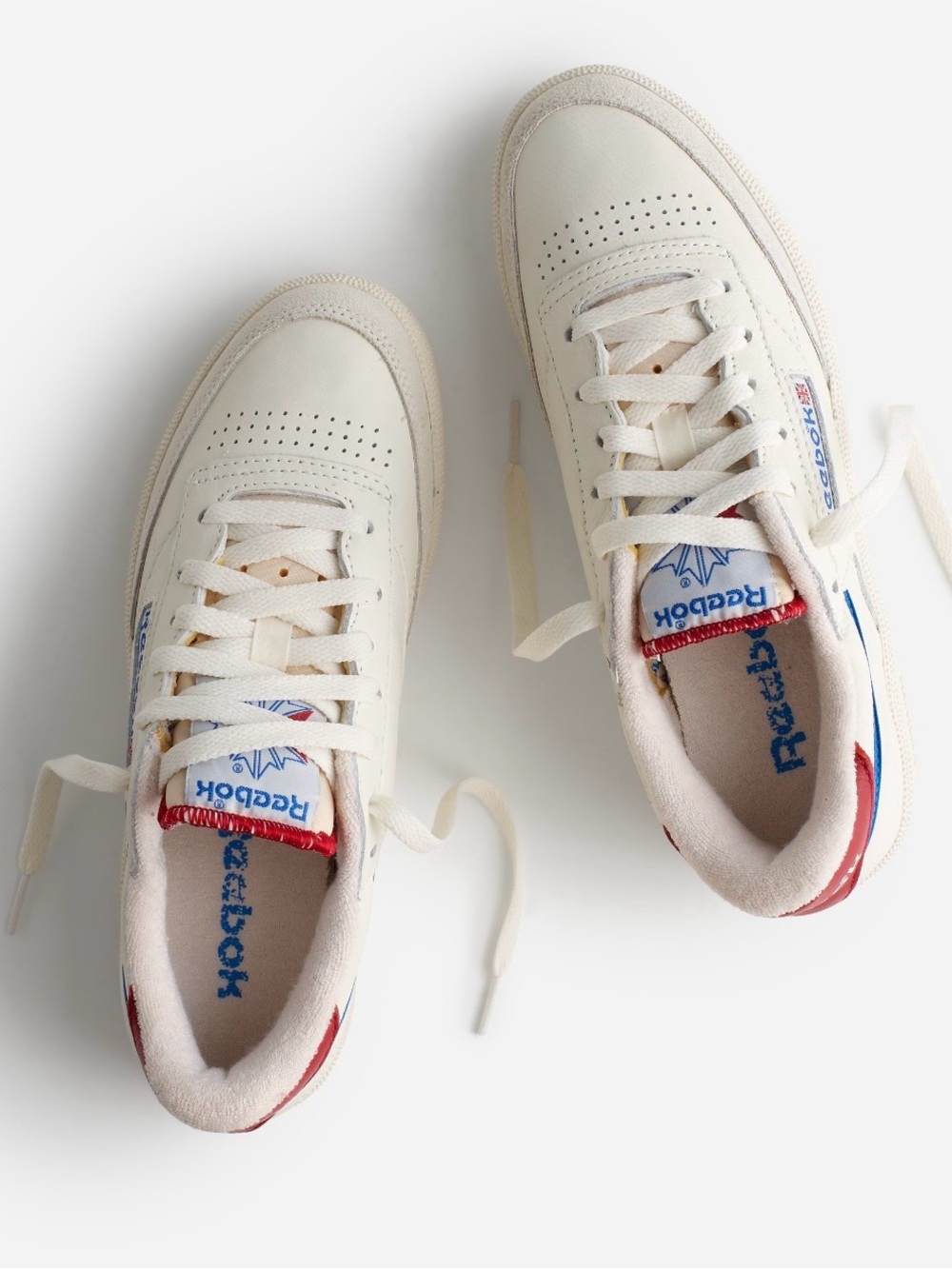 NWT NIB Madewell x Reebok Club C 85 Vintage - Women’s 10 - Chalk Blue Red
